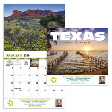 Texas Appointment Wall Calendar - Stapled